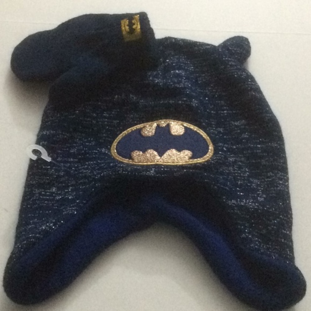 NWOT Glitter Batman Hat & Mittens Set Youth